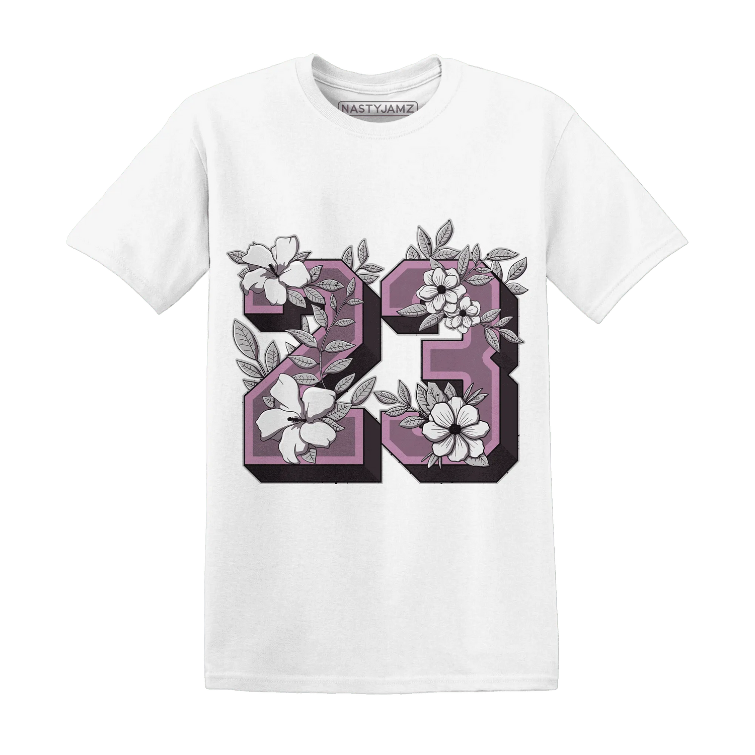 Orchid-Neutral-Grey-Black-White-4s-T-Shirt-Match-23-Floral