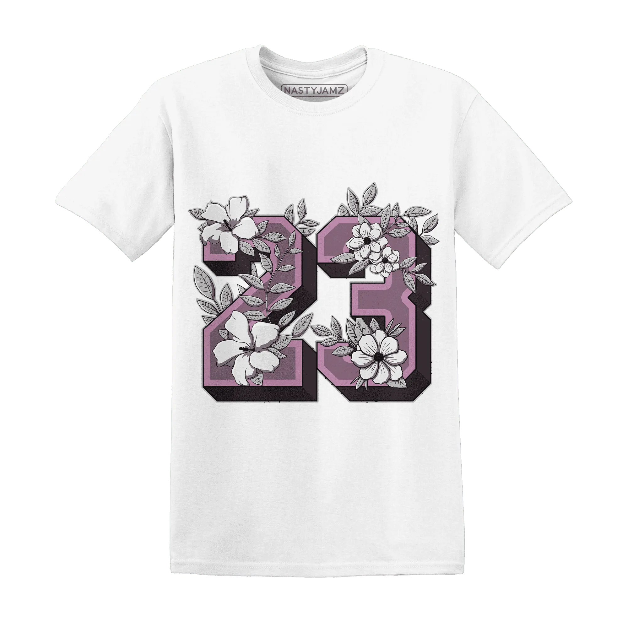 Orchid-Neutral-Grey-Black-White-4s-T-Shirt-Match-23-Floral