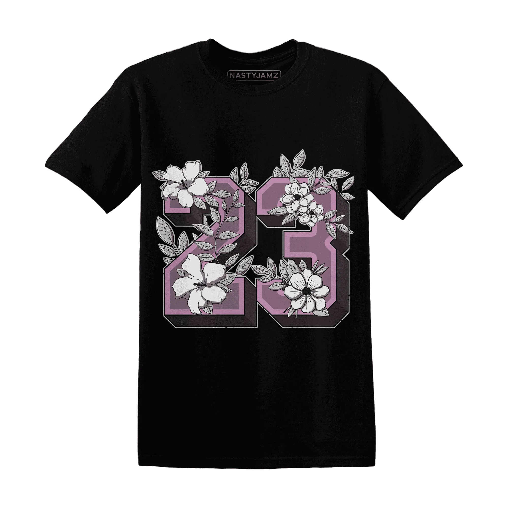 Orchid-Neutral-Grey-Black-White-4s-T-Shirt-Match-23-Floral
