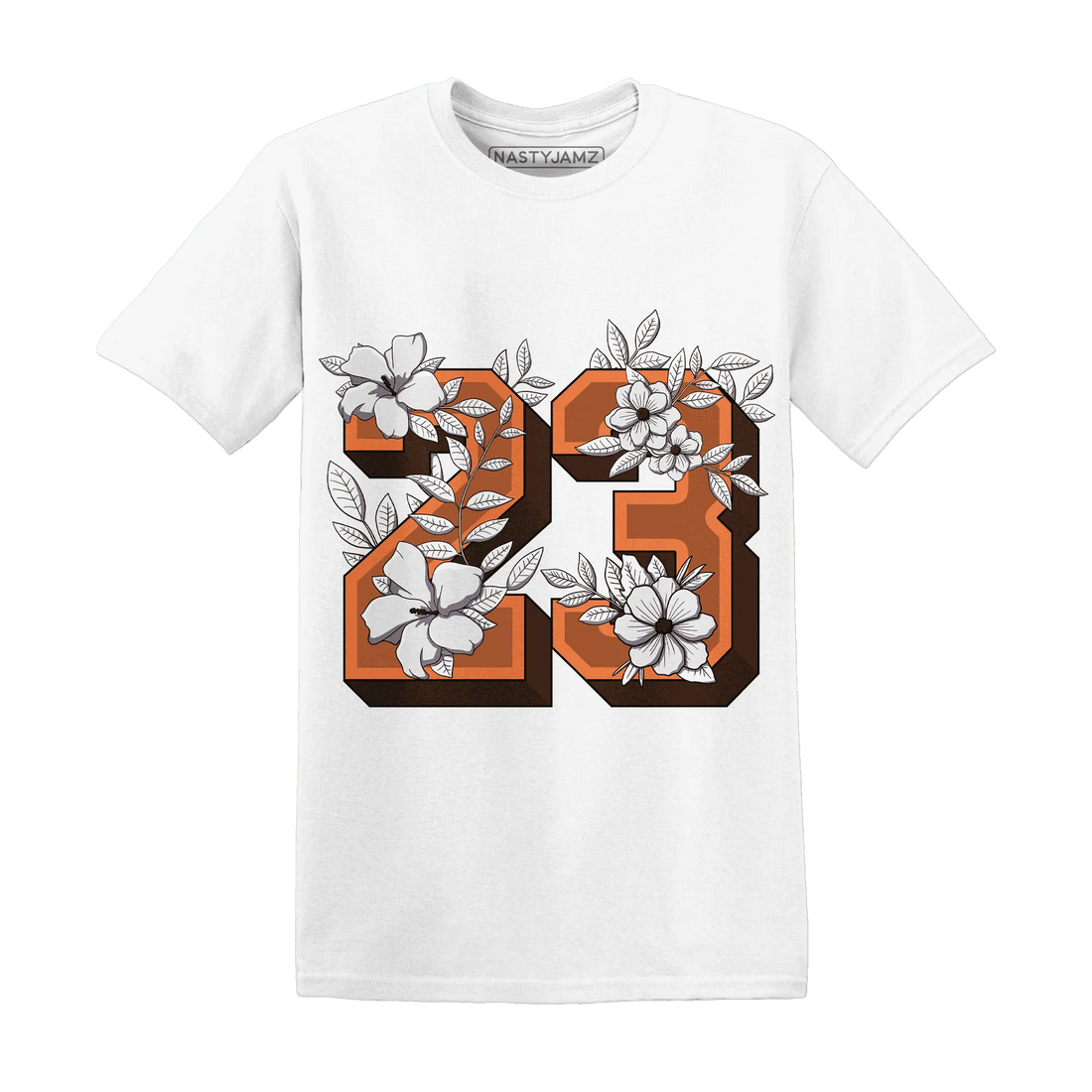 AM-TW-White-Orange-NastyJamz-T-Shirt-Match-23-Floral