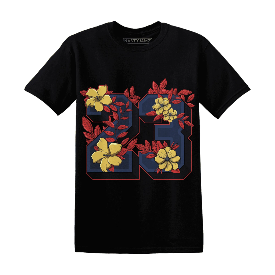 VaporMax-Air-Plus-Midnight-Navy-Gold-Black-NastyJamz-T-Shirt-Match-23-Floral