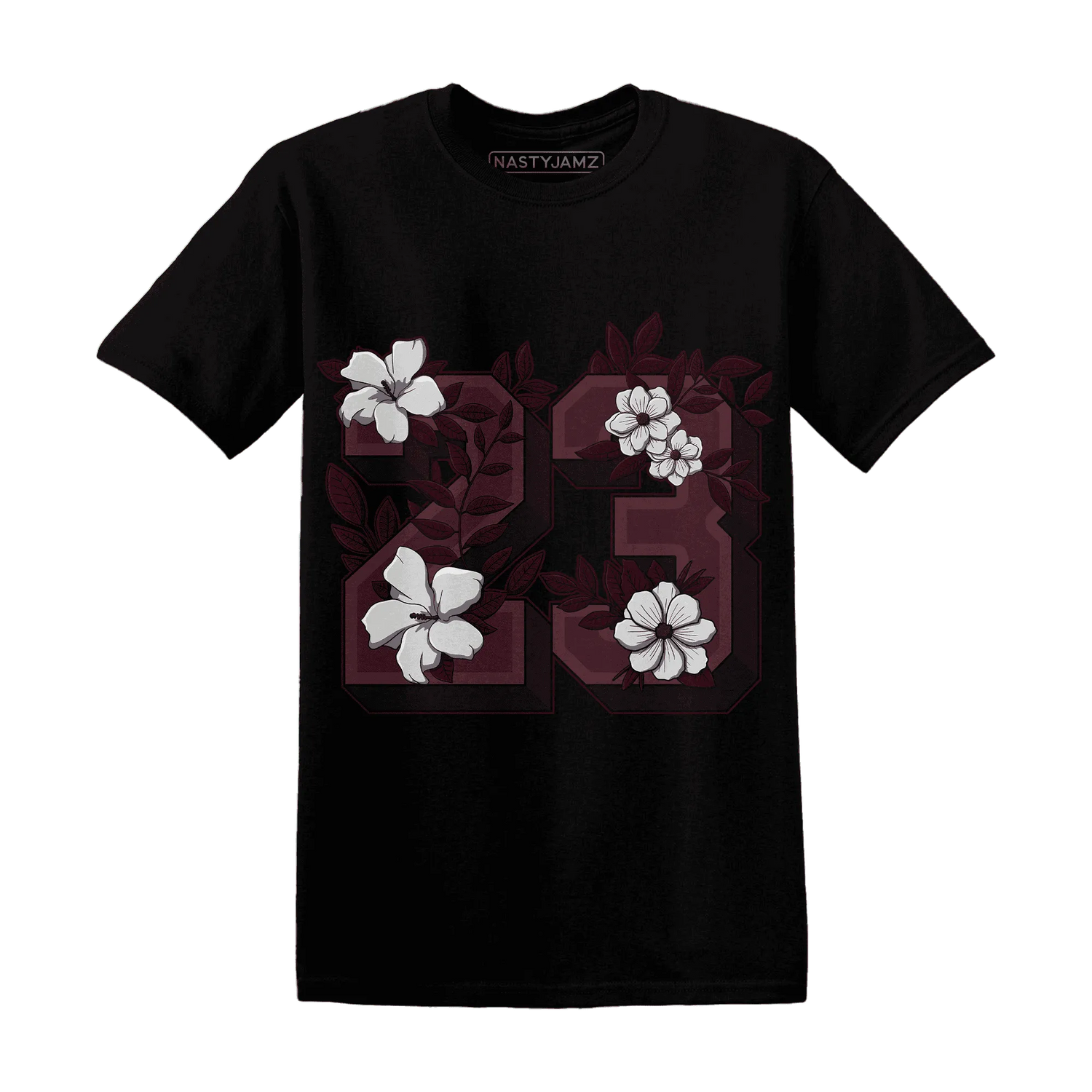 VaporMax-Night-Maron-Burgundy-NastyJamz-T-Shirt-Match-23-Floral