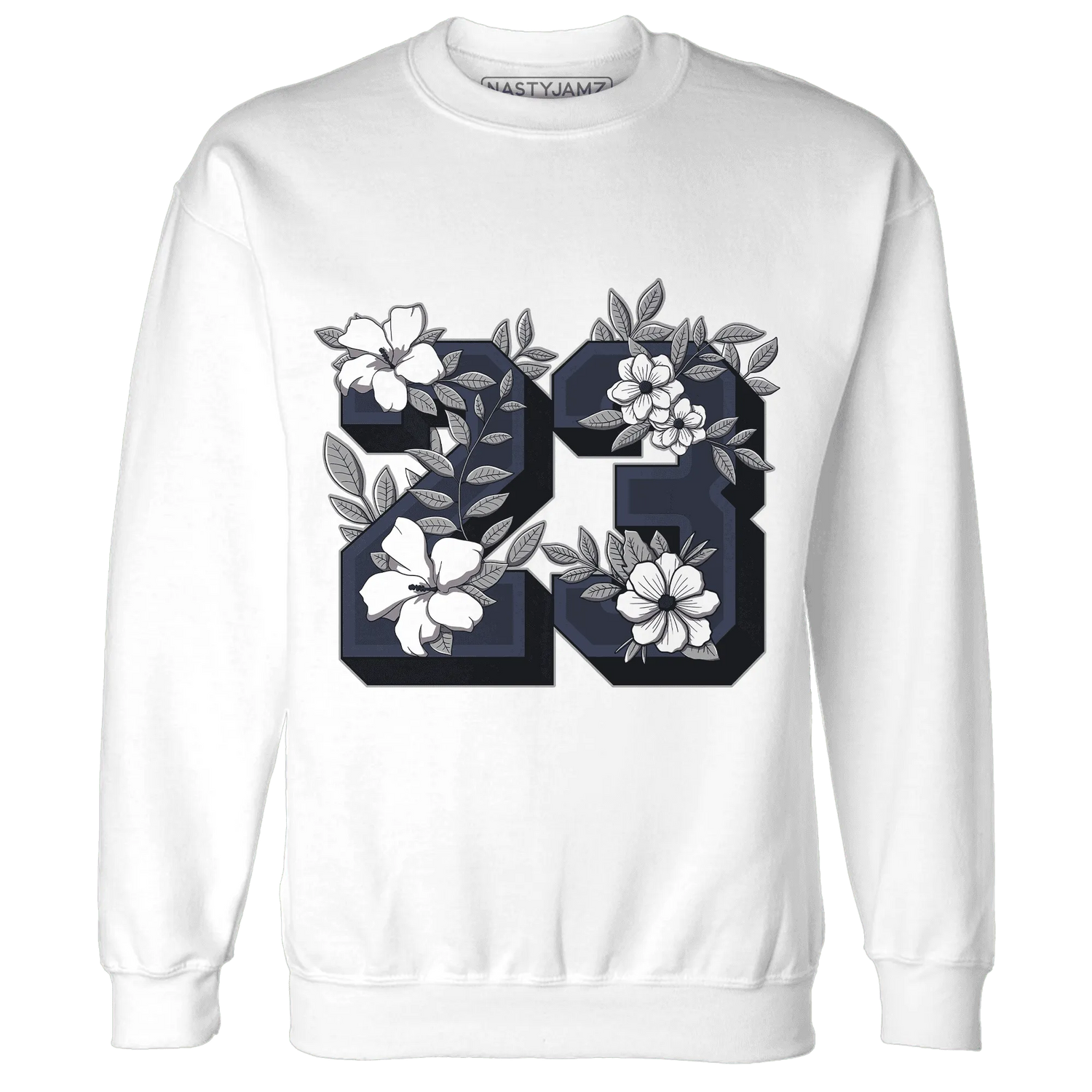 VaporMax-Plus-Midnight-Navy-White-Metallic-Silver-Sweatshirt-Match-23-Floral