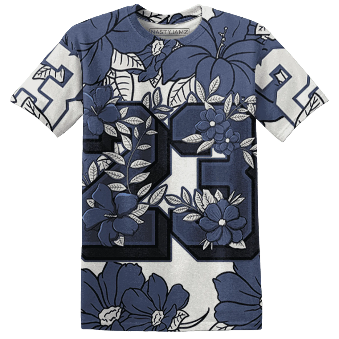 Low-Diffused-Blue-11s-T-Shirt-Match-23-Floral-3D-Flower