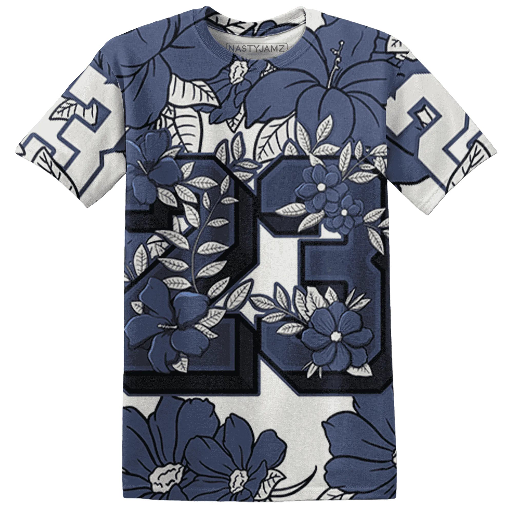 Low-Diffused-Blue-11s-T-Shirt-Match-23-Floral-3D-Flower