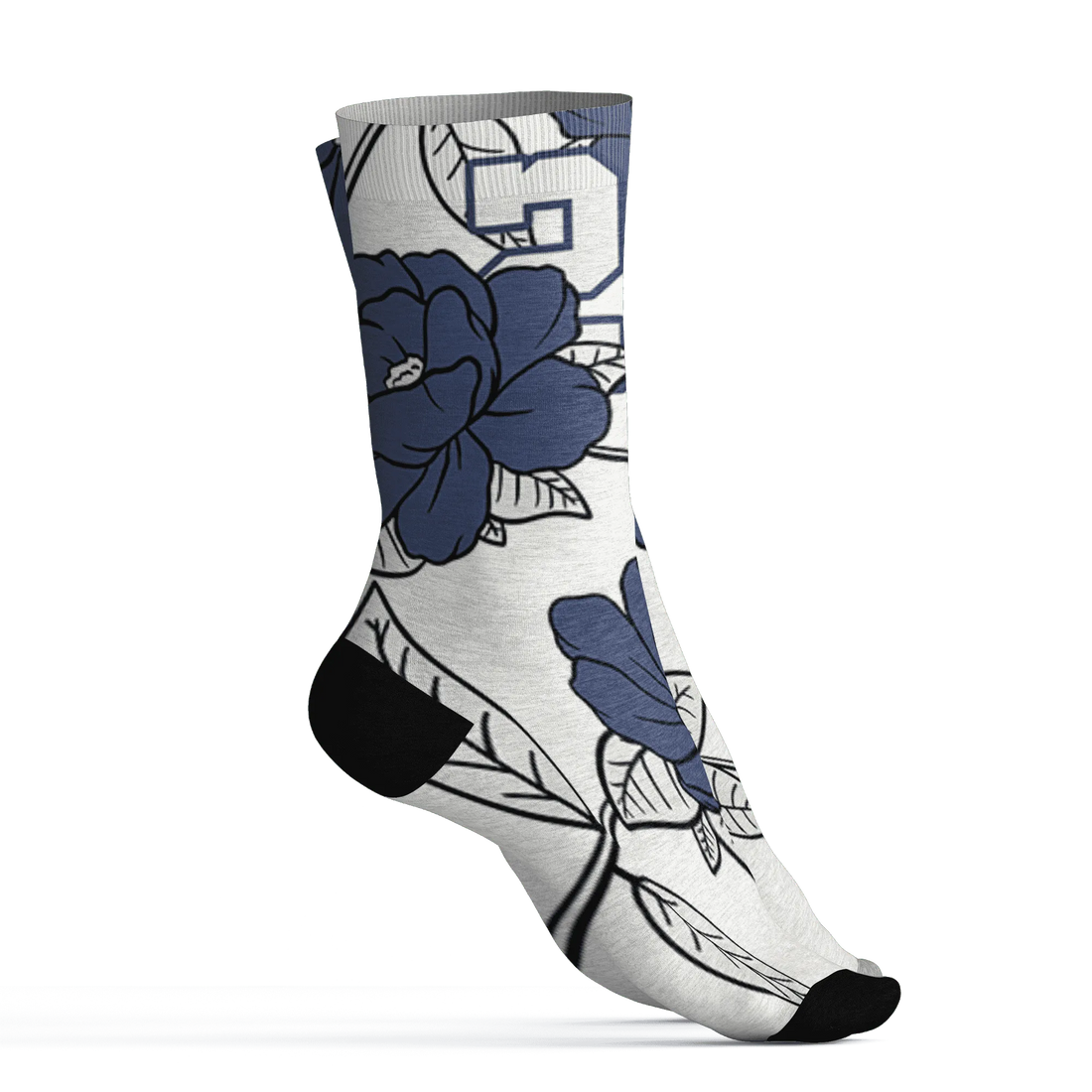 Low-Diffused-Blue-11s-Socks-Match-23-Floral-3D-Flower