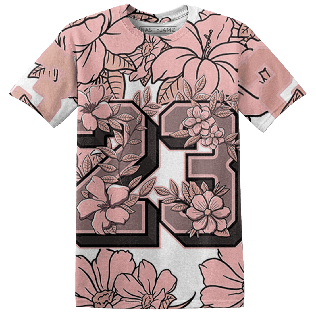 Low Legend Pink 11s T Shirt Match 23 Floral 3D All-Over Print Flower - NastyJamz