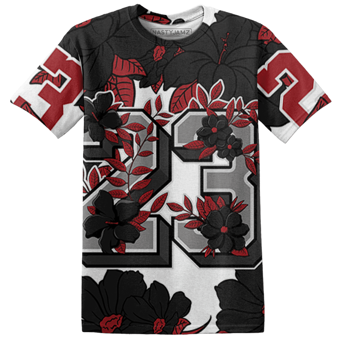 Retro Red Taxi 12s T Shirt Match 23 Floral 3D All-Over Print Flower - NastyJamz