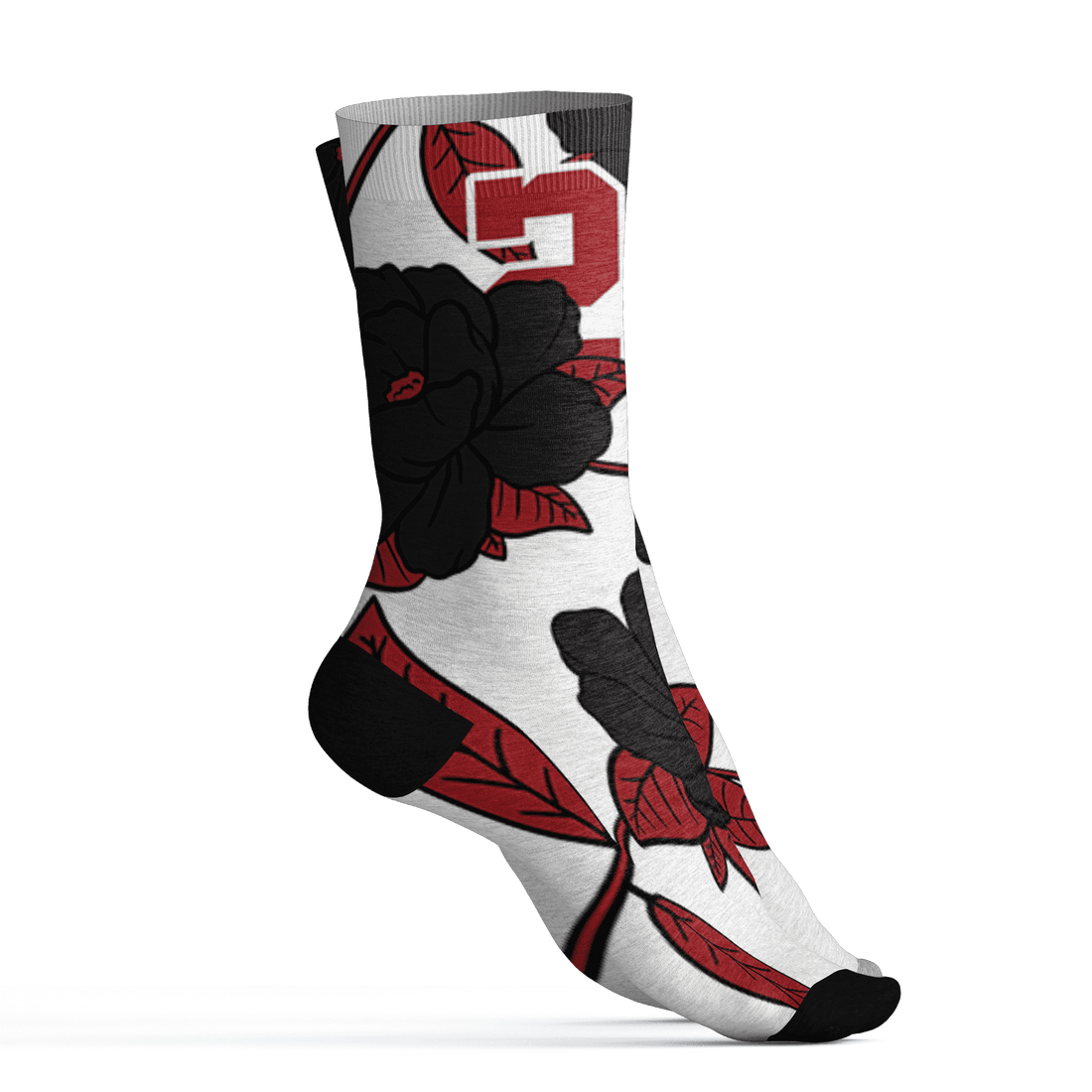 Retro Red Taxi 12s Socks Match 23 Floral 3D All-Over Print Flower - NastyJamz