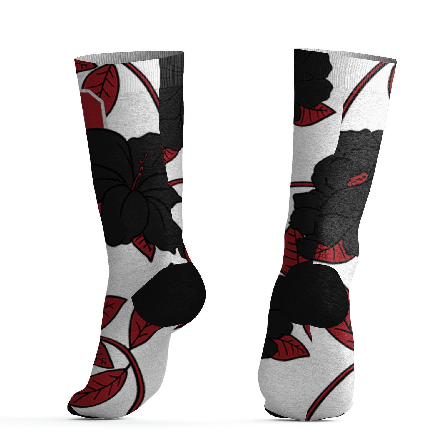 Retro Red Taxi 12s Socks Match 23 Floral 3D All-Over Print Flower - NastyJamz