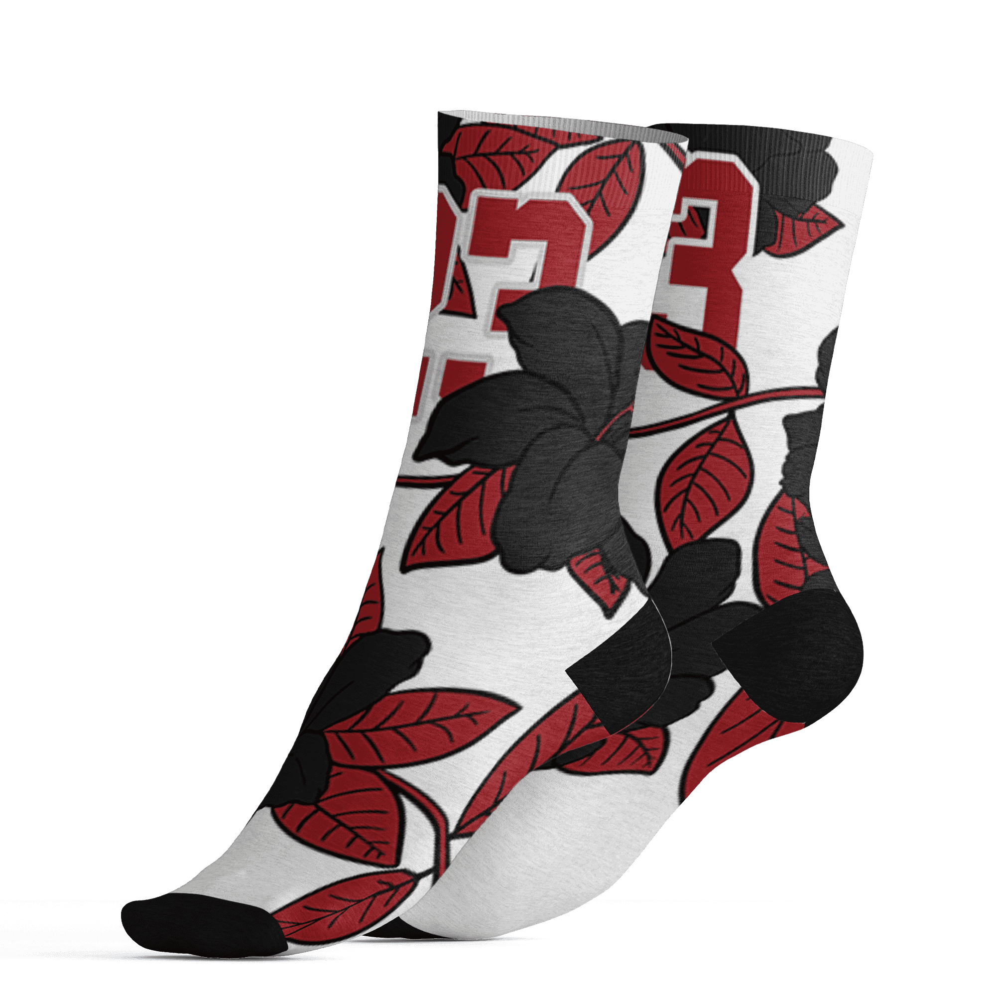 Retro Red Taxi 12s Socks Match 23 Floral 3D All-Over Print Flower - NastyJamz