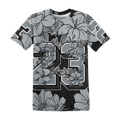 Wolf-Grey-12s-T-Shirt-Match-23-Floral-3D-Flower