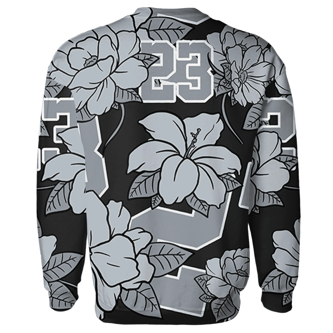 Wolf-Grey-12s-Sweatshirt-Match-23-Floral-3D-Flower