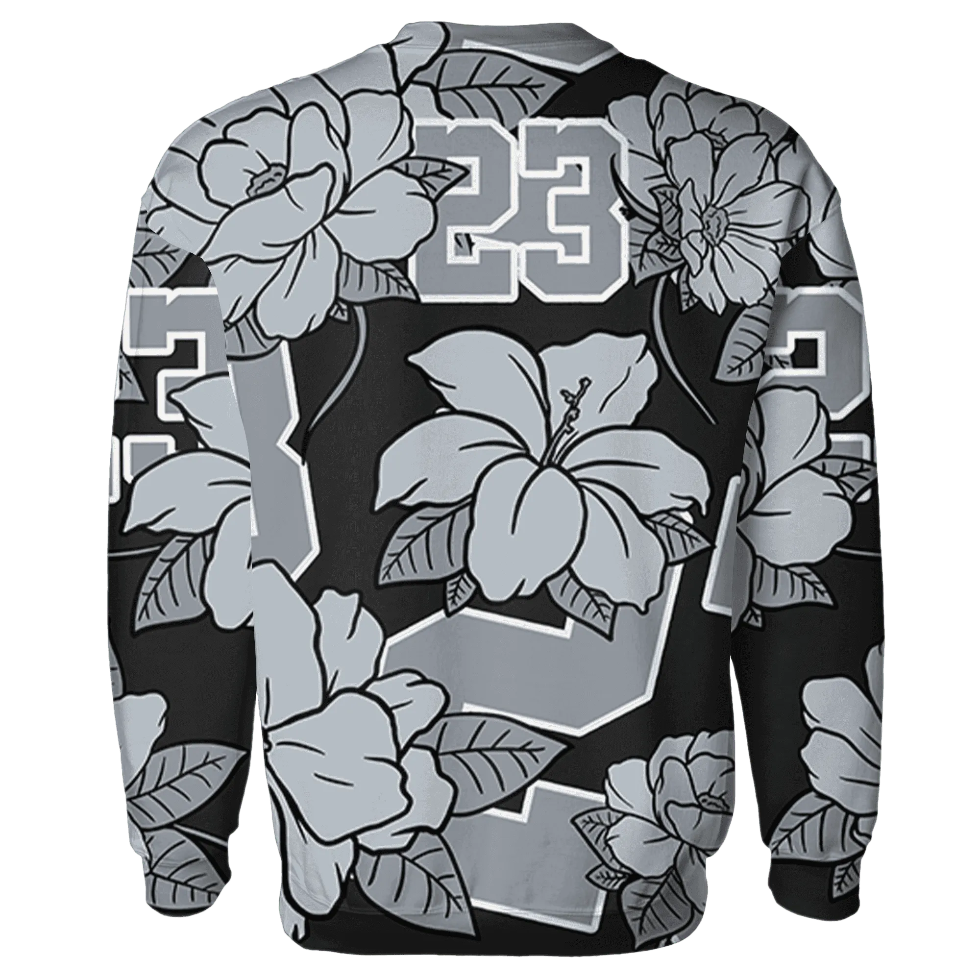 Wolf-Grey-12s-Sweatshirt-Match-23-Floral-3D-Flower