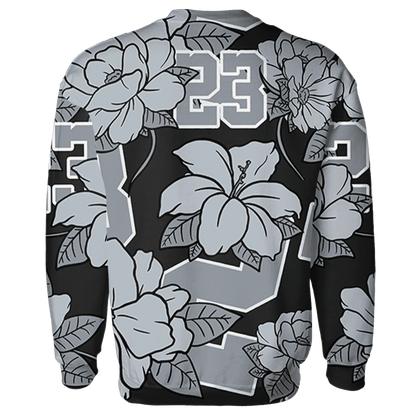Wolf-Grey-12s-Sweatshirt-Match-23-Floral-3D-Flower