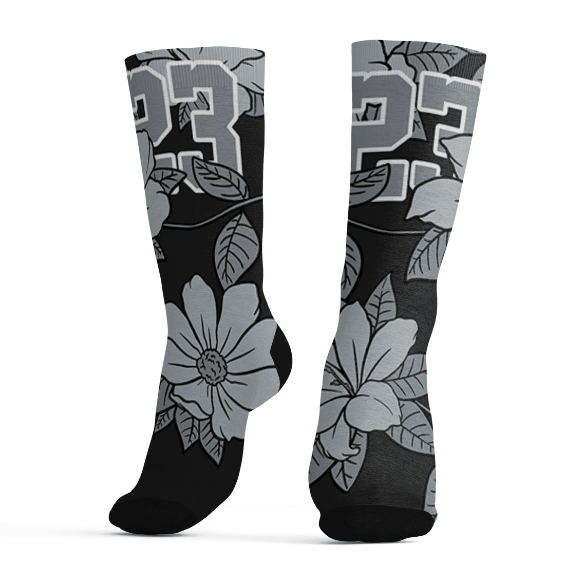 Wolf-Grey-12s-Socks-Match-23-Floral-3D-Flower
