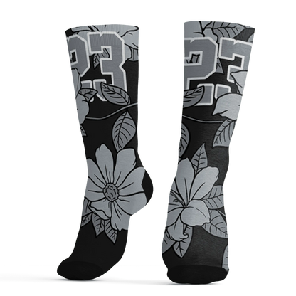 Wolf-Grey-12s-Socks-Match-23-Floral-3D-Flower