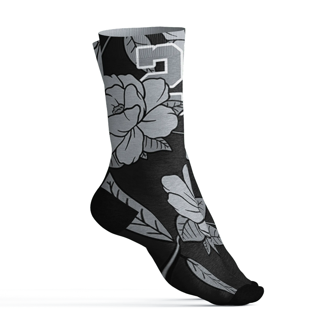 Wolf-Grey-12s-Socks-Match-23-Floral-3D-Flower