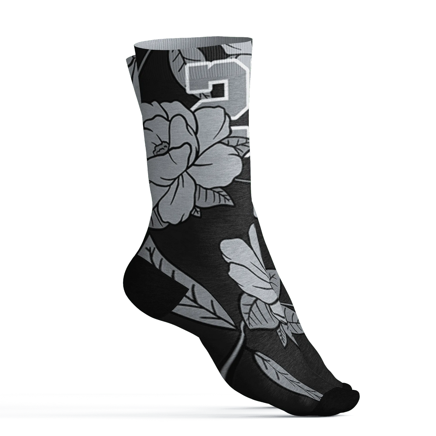 Wolf-Grey-12s-Socks-Match-23-Floral-3D-Flower