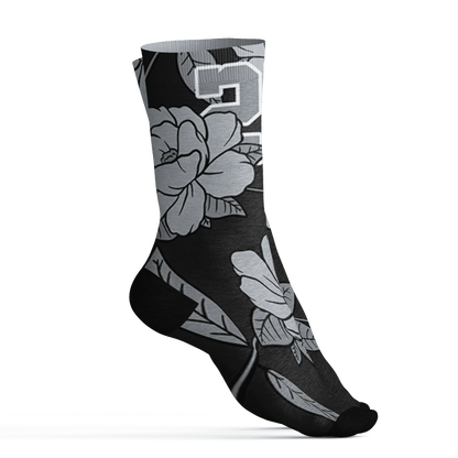 Wolf-Grey-12s-Socks-Match-23-Floral-3D-Flower