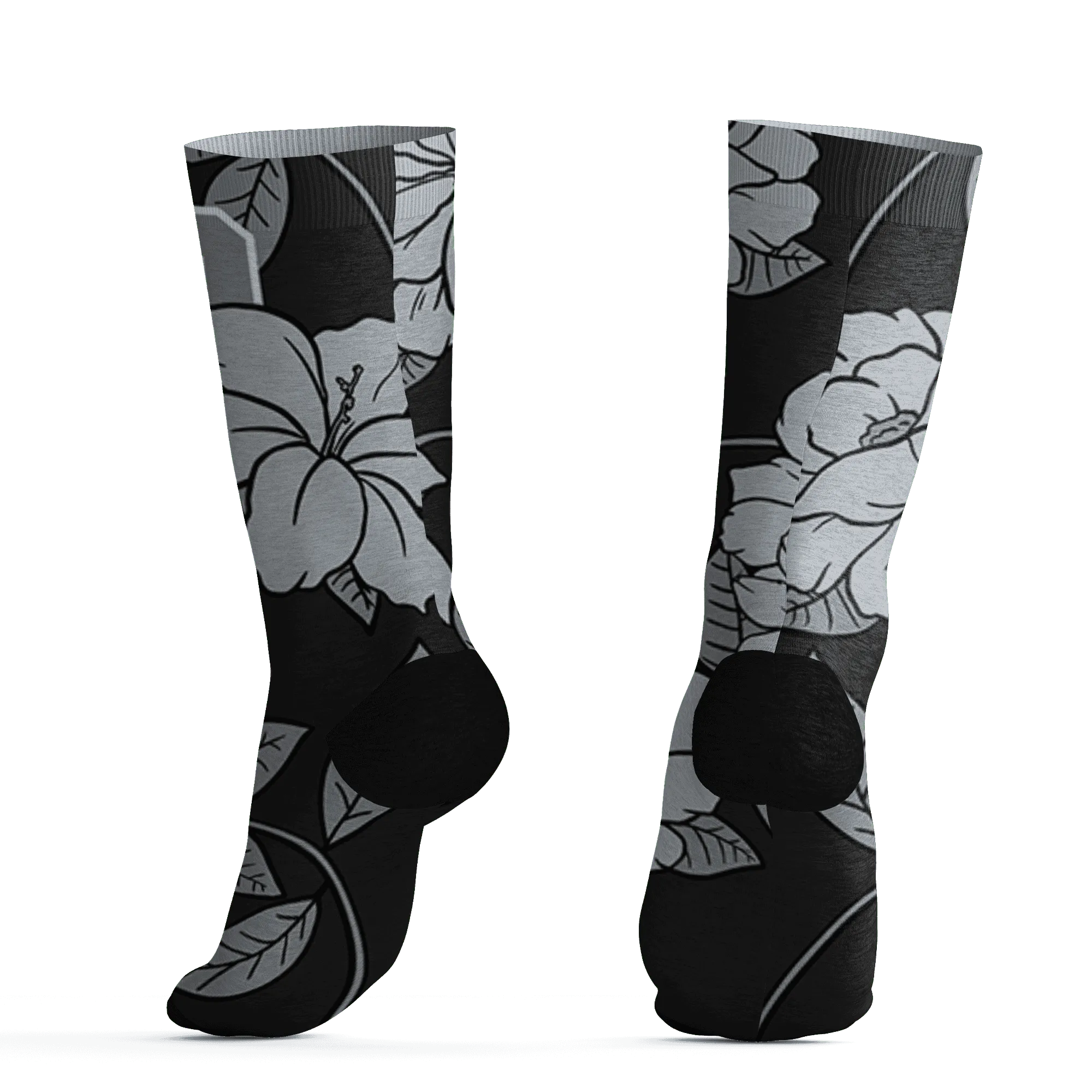 Wolf-Grey-12s-Socks-Match-23-Floral-3D-Flower