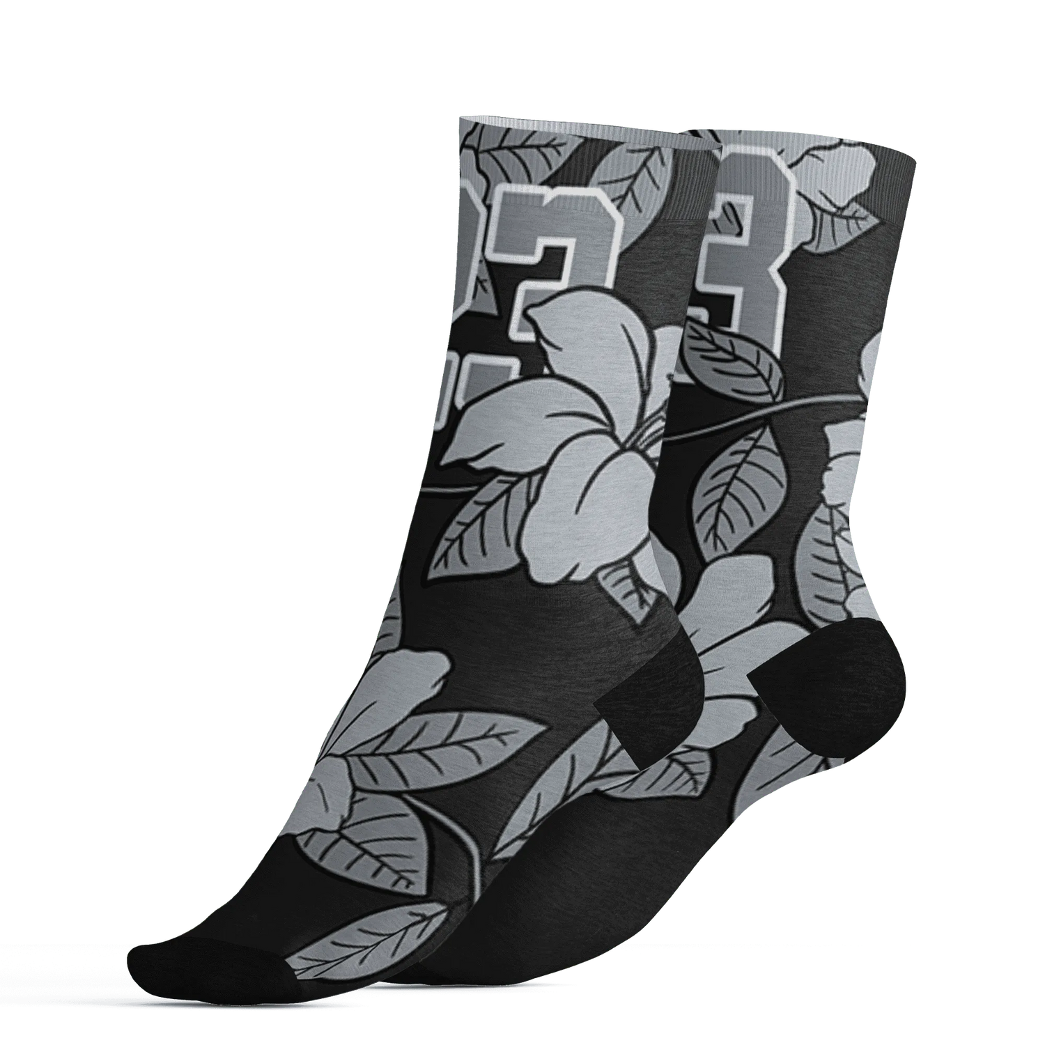 Wolf-Grey-12s-Socks-Match-23-Floral-3D-Flower