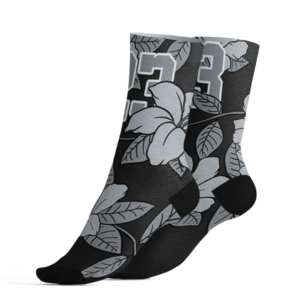 Wolf-Grey-12s-Socks-Match-23-Floral-3D-Flower