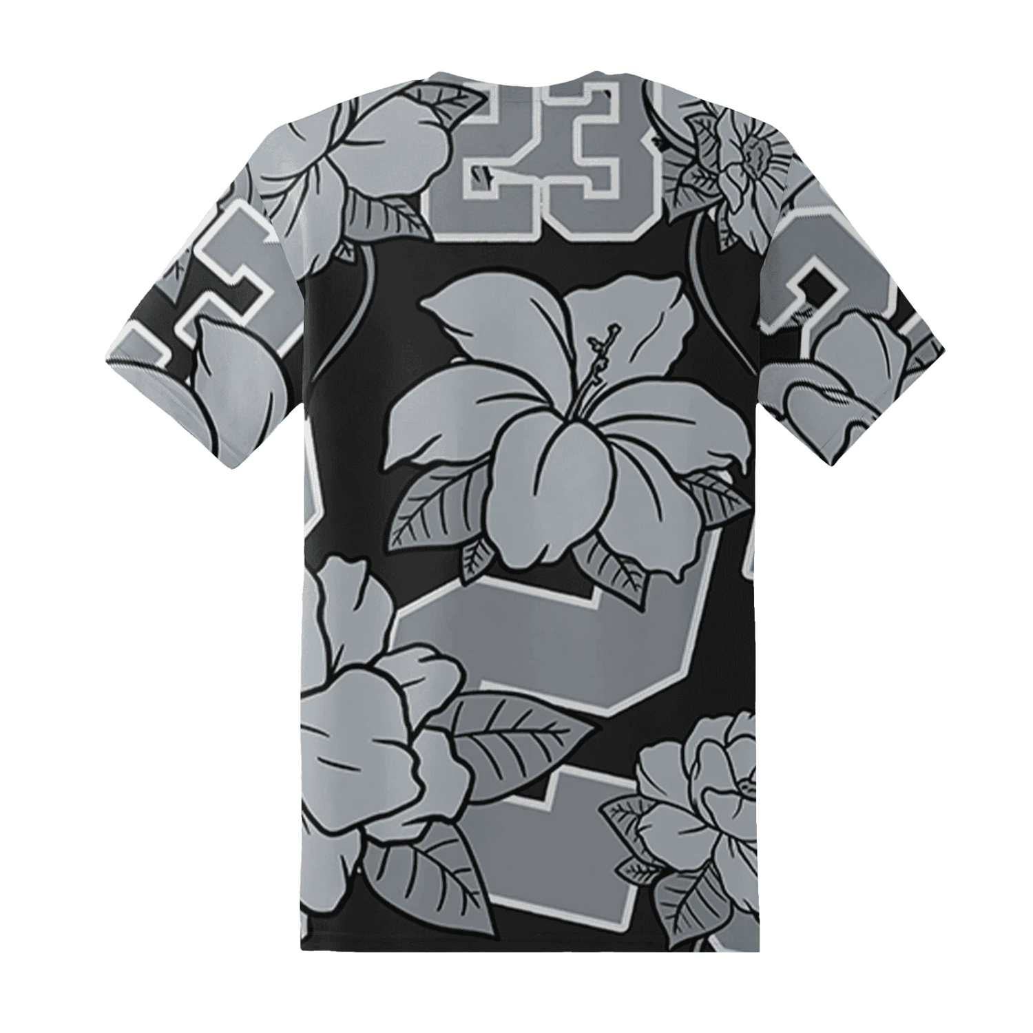 Wolf-Grey-12s-T-Shirt-Match-23-Floral-3D-Flower
