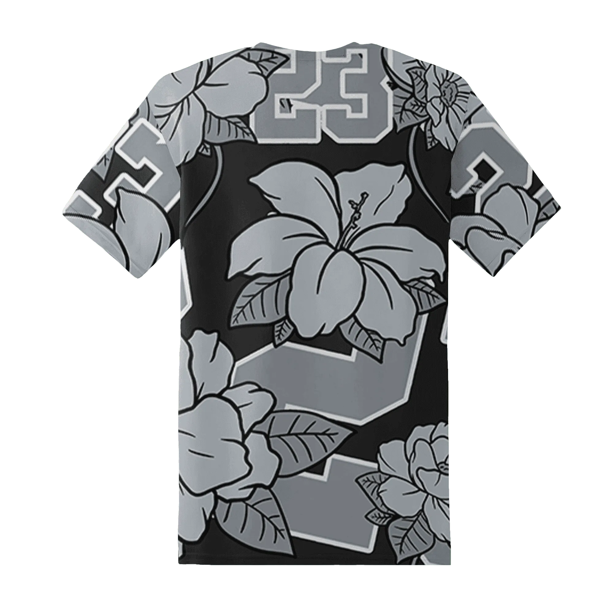 Wolf-Grey-12s-T-Shirt-Match-23-Floral-3D-Flower