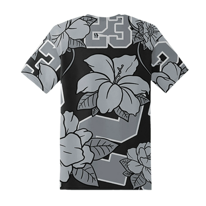 Wolf-Grey-12s-T-Shirt-Match-23-Floral-3D-Flower