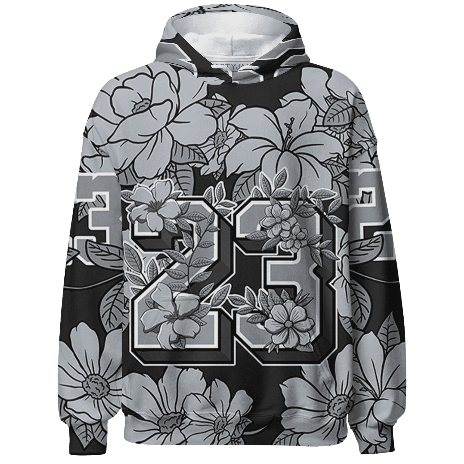 Wolf-Grey-12s-Hoodie-Match-23-Floral-3D-Flower