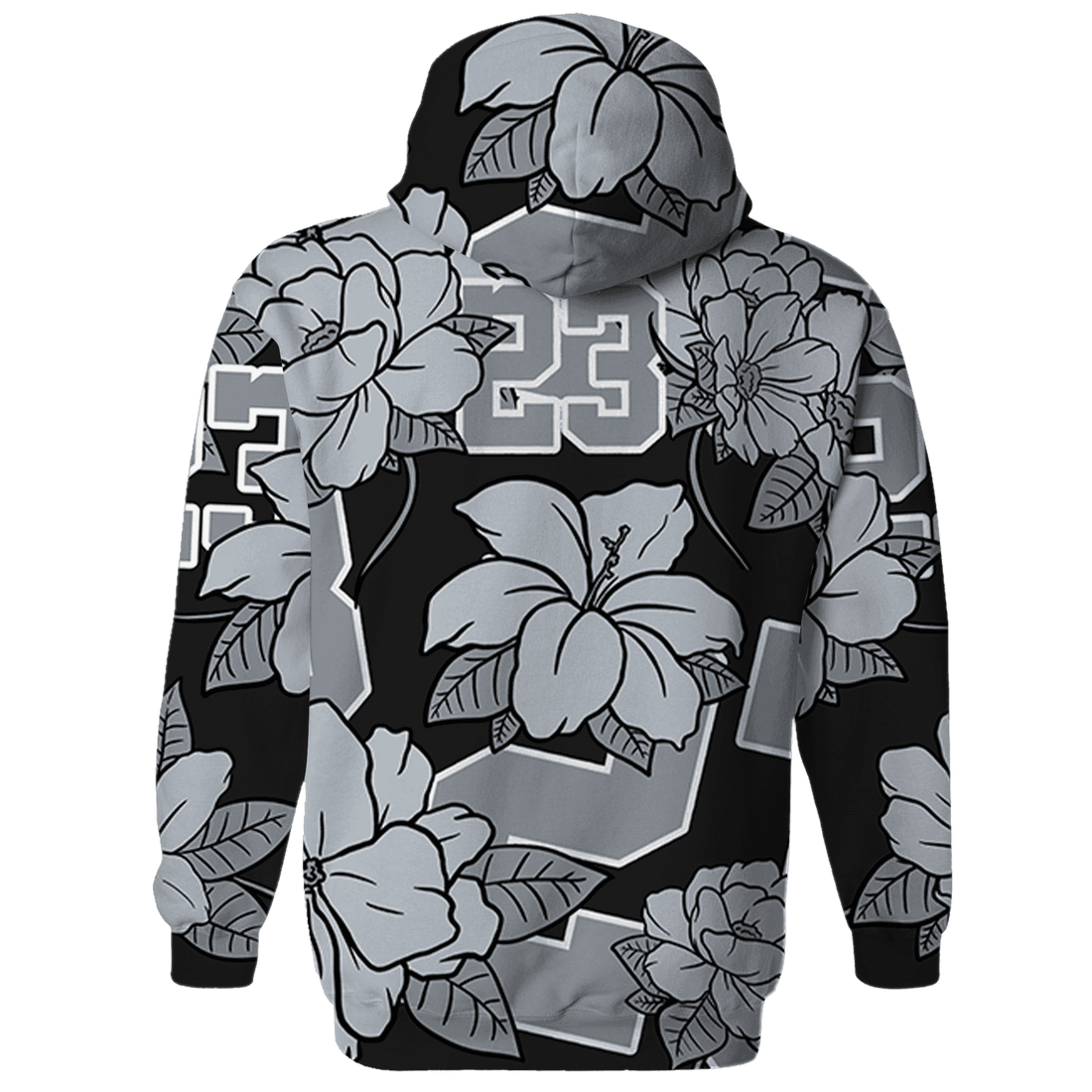 Wolf-Grey-12s-Hoodie-Match-23-Floral-3D-Flower