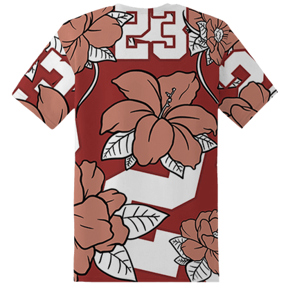 Dune Red 13s T Shirt Match 23 Floral 3D All-Over Print Flower - NastyJamz