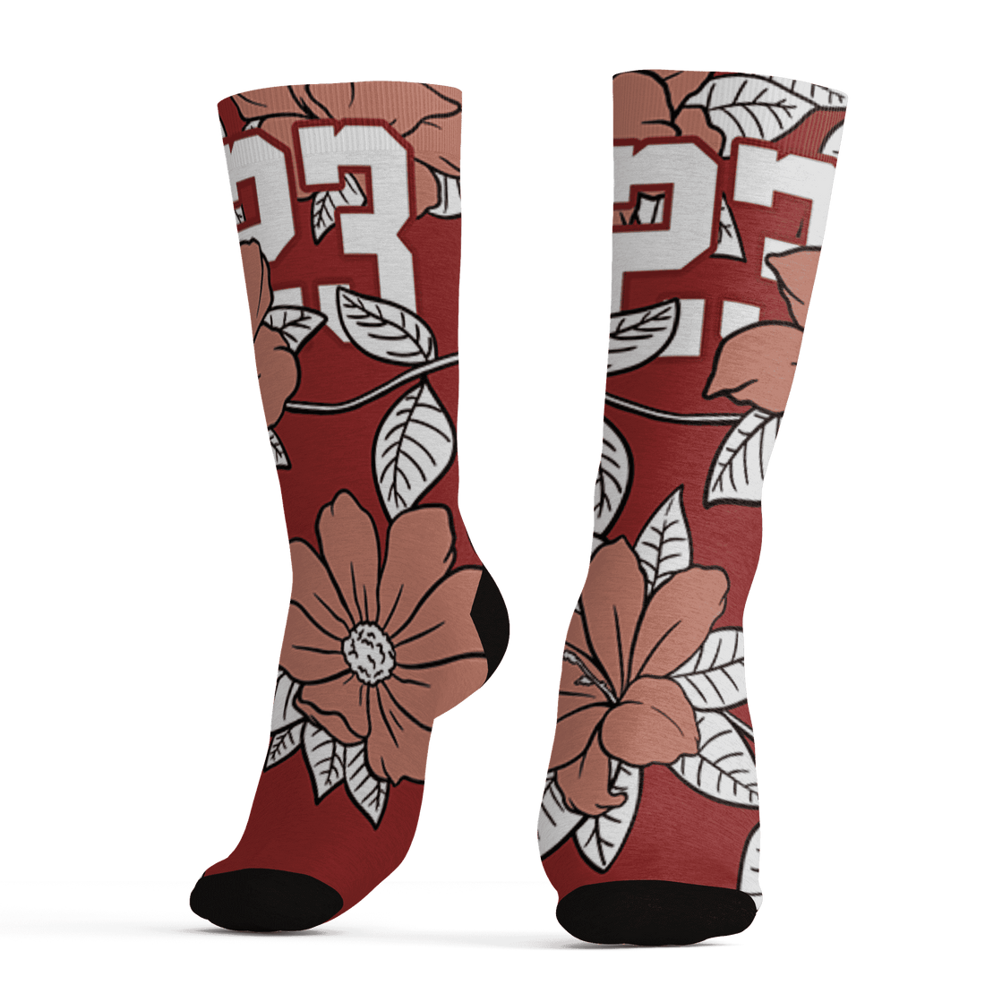 Dune Red 13s Socks Match 23 Floral 3D All-Over Print Flower - NastyJamz