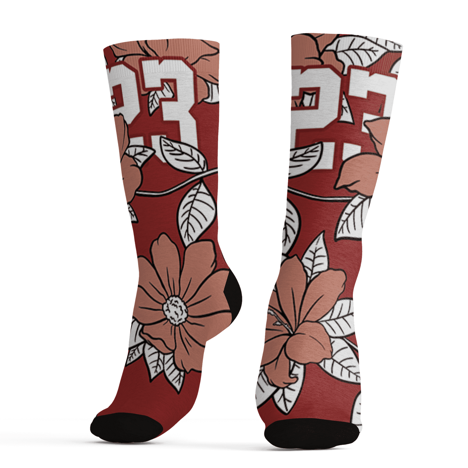 Dune Red 13s Socks Match 23 Floral 3D All-Over Print Flower - NastyJamz