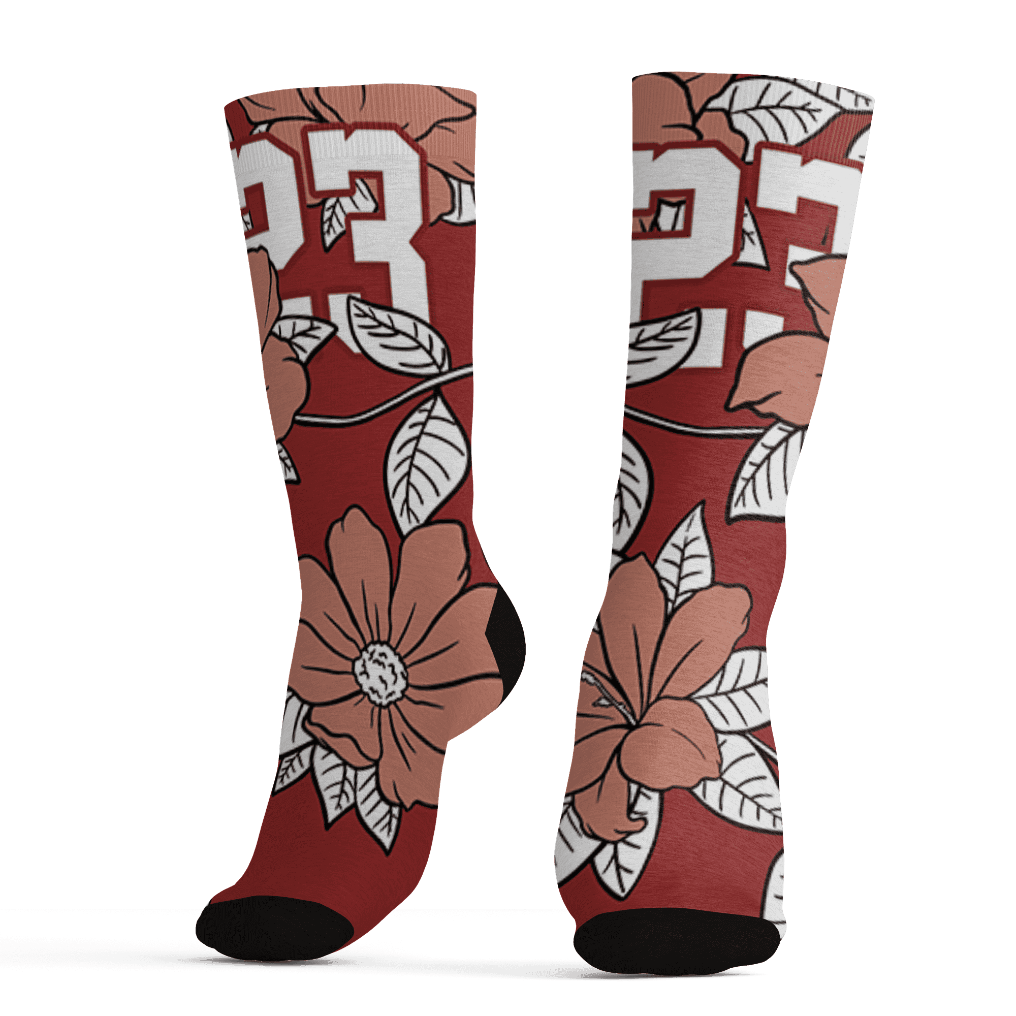 Dune Red 13s Socks Match 23 Floral 3D All-Over Print Flower - NastyJamz