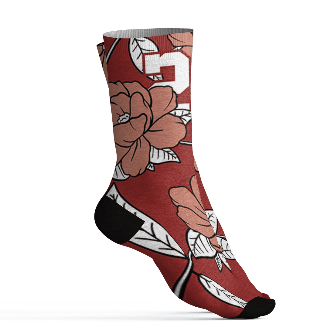 Dune Red 13s Socks Match 23 Floral 3D All-Over Print Flower - NastyJamz