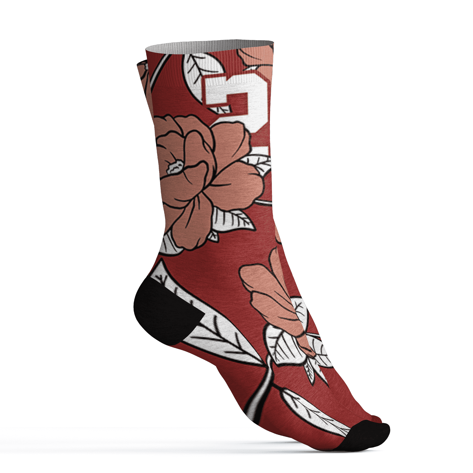 Dune Red 13s Socks Match 23 Floral 3D All-Over Print Flower - NastyJamz