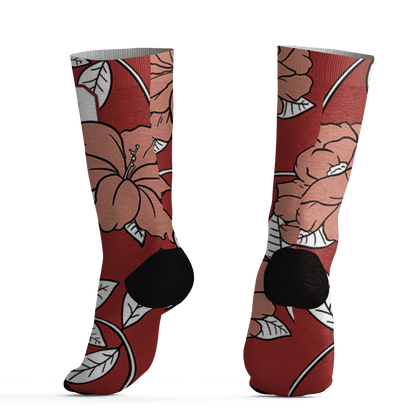 Dune Red 13s Socks Match 23 Floral 3D All-Over Print Flower - NastyJamz