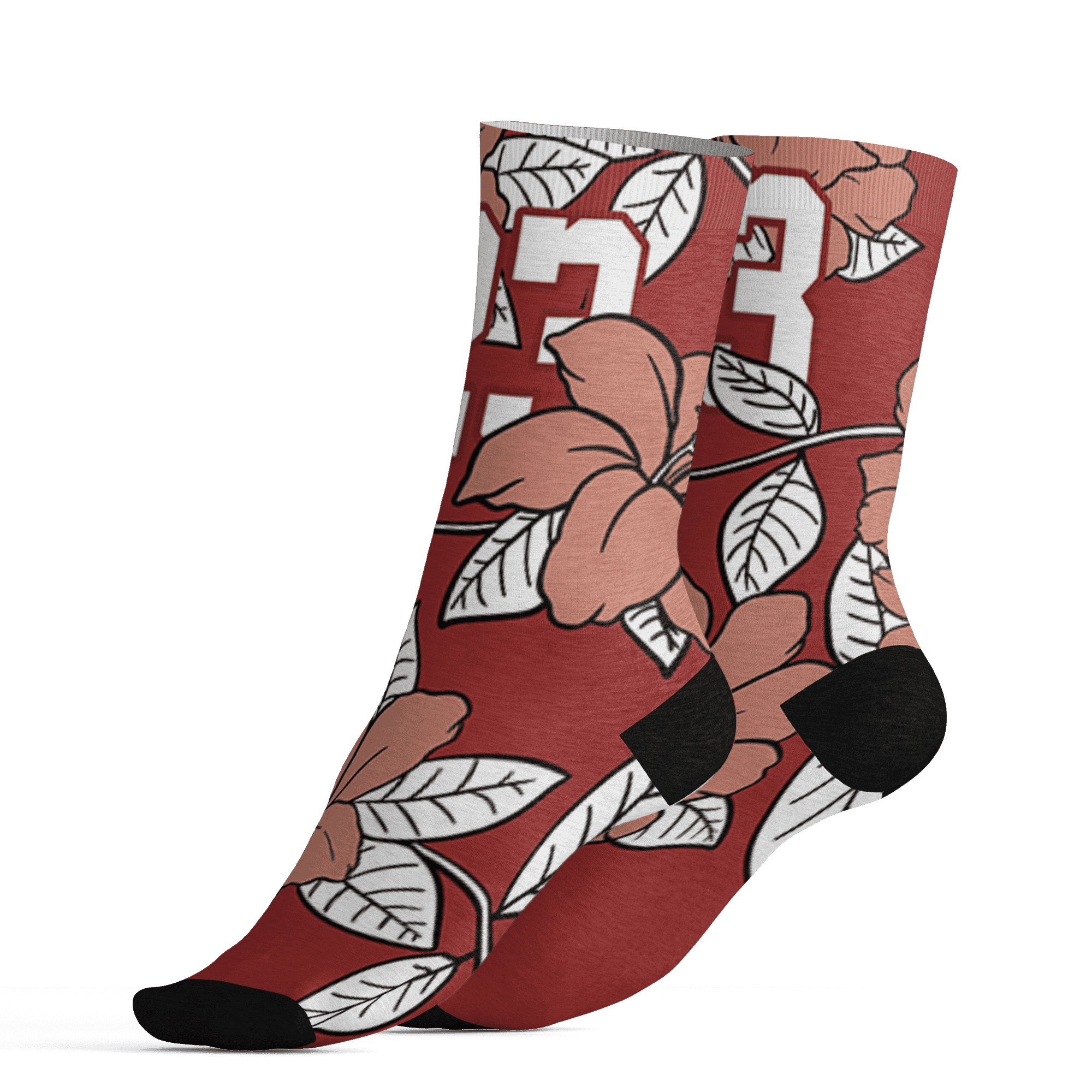 Dune Red 13s Socks Match 23 Floral 3D All-Over Print Flower - NastyJamz
