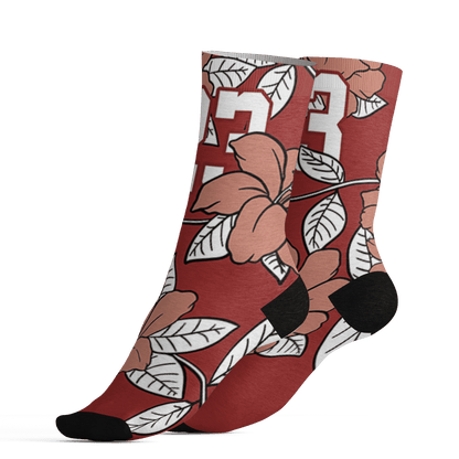 Dune Red 13s Socks Match 23 Floral 3D All-Over Print Flower - NastyJamz