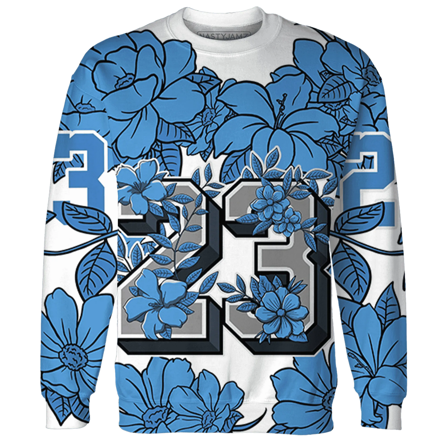 Carolina-Blue-Univercitii-17s-Sweatshirt-Match-23-Floral-3D-Flower
