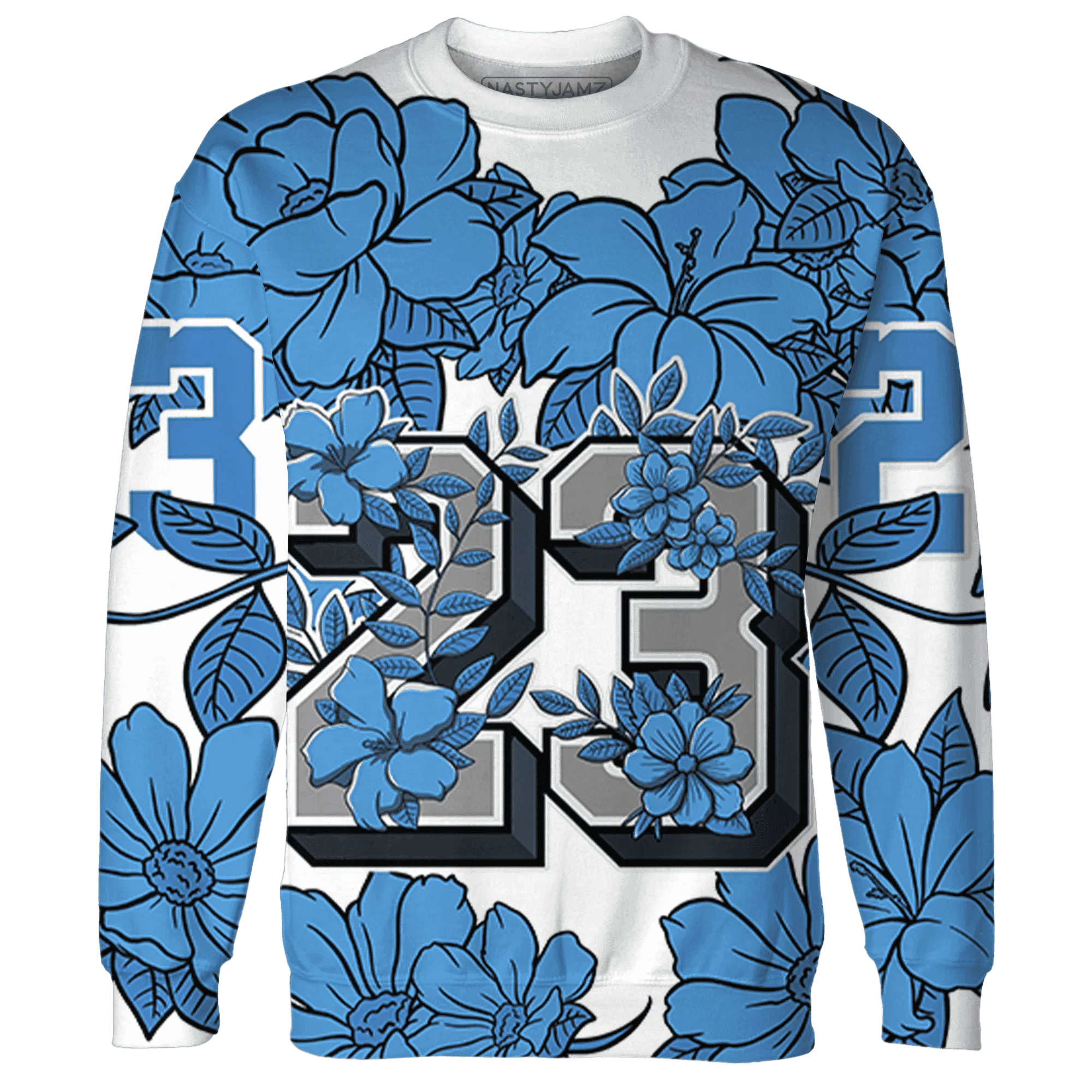 Carolina-Blue-Univercitii-17s-Sweatshirt-Match-23-Floral-3D-Flower
