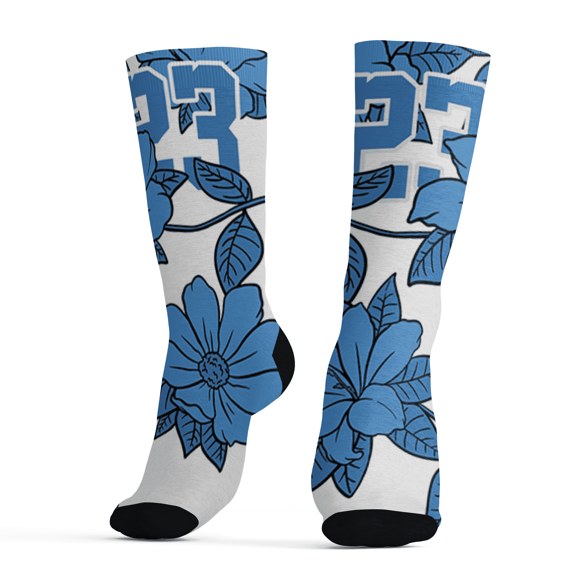 Carolina-Blue-Univercitii-17s-Socks-Match-23-Floral-3D-Flower