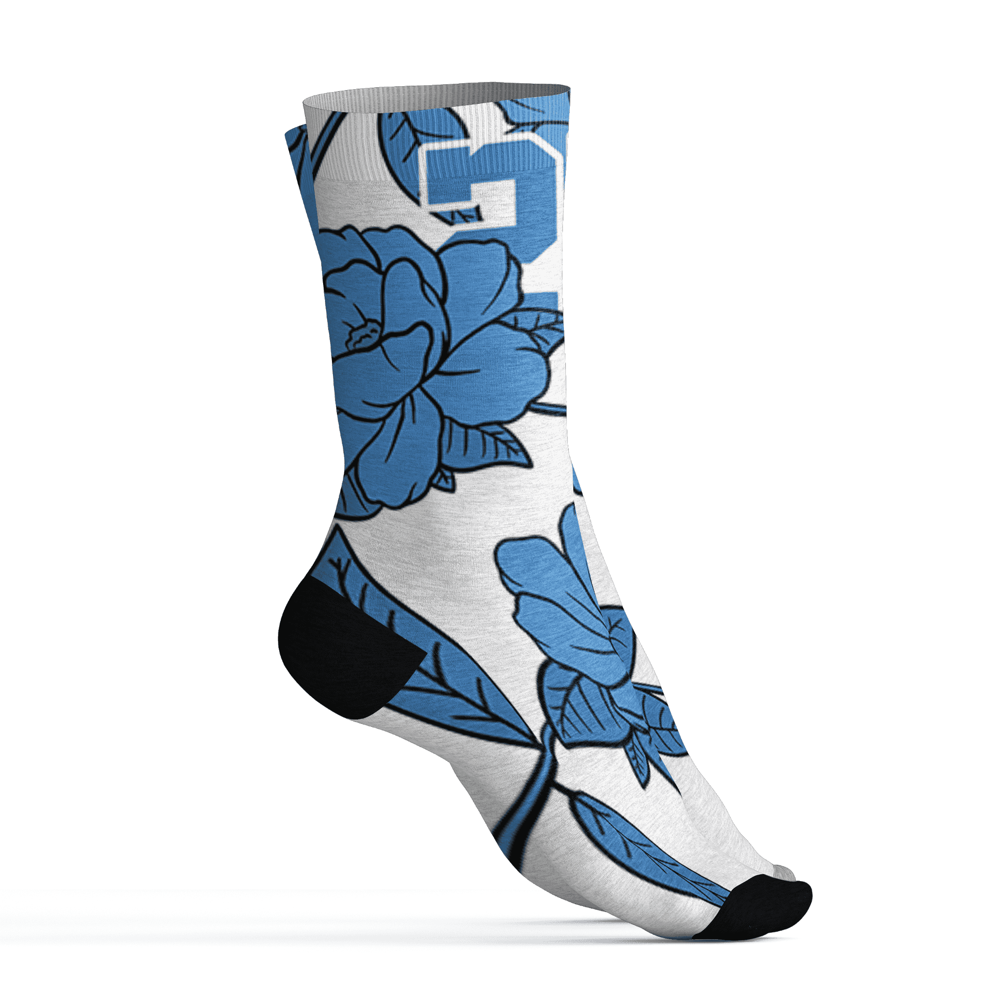 Carolina-Blue-Univercitii-17s-Socks-Match-23-Floral-3D-Flower