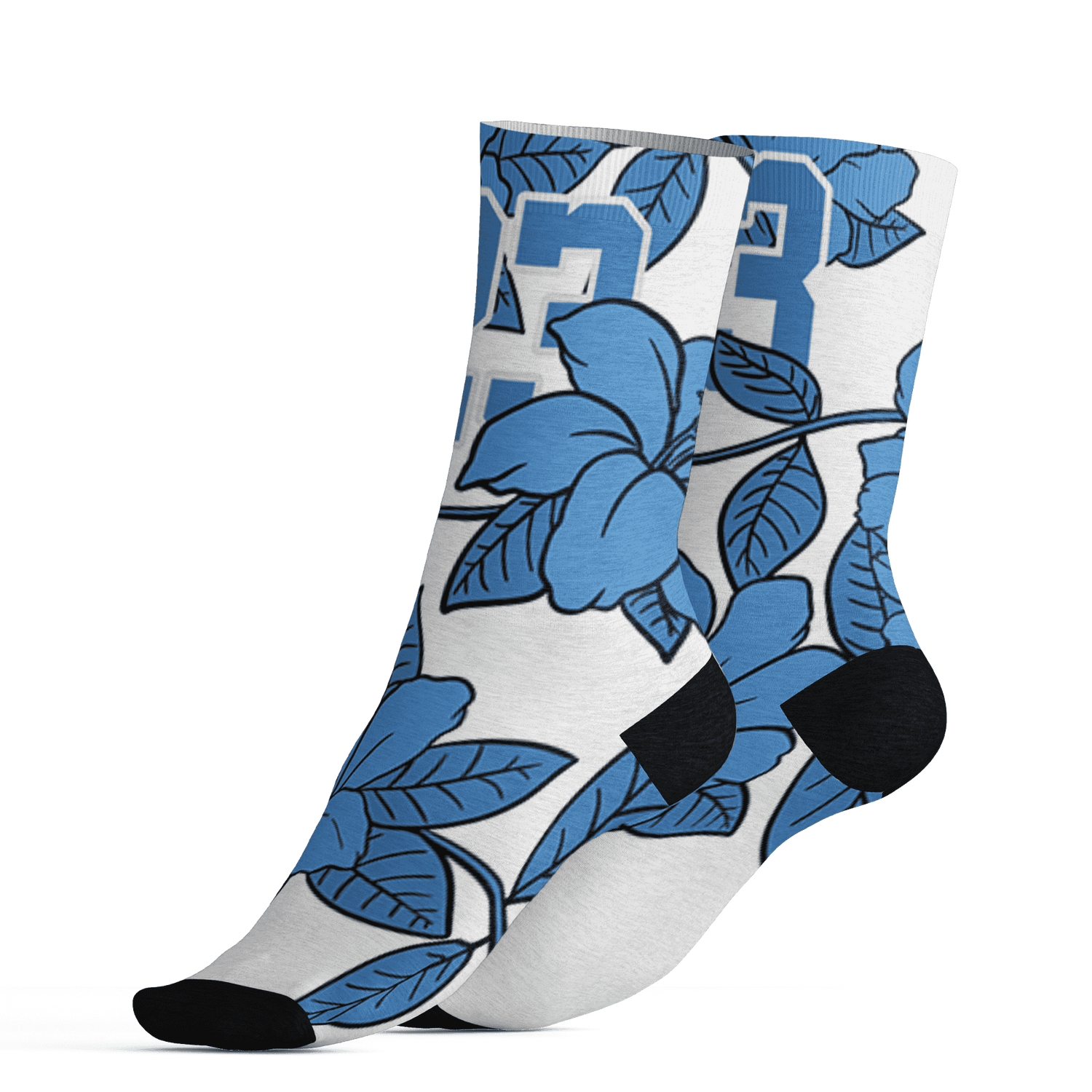 Carolina-Blue-Univercitii-17s-Socks-Match-23-Floral-3D-Flower