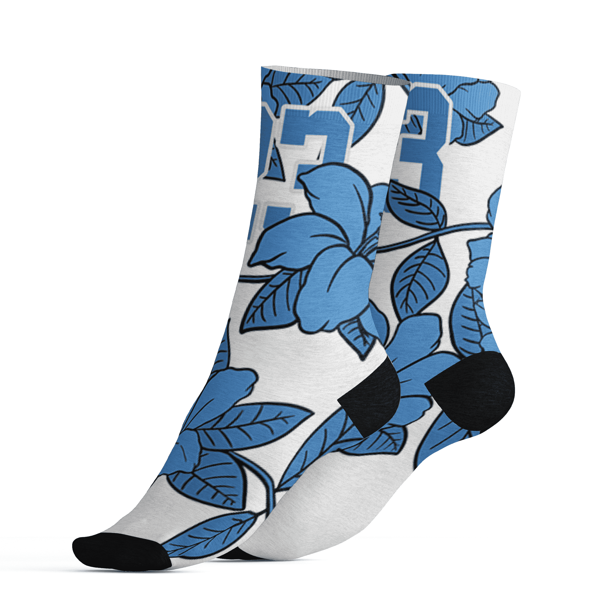 Carolina-Blue-Univercitii-17s-Socks-Match-23-Floral-3D-Flower