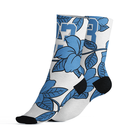 Carolina-Blue-Univercitii-17s-Socks-Match-23-Floral-3D-Flower