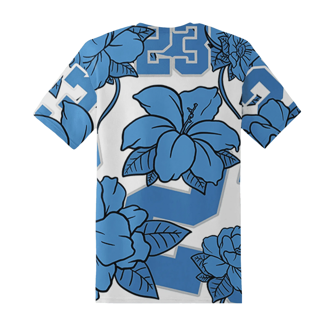 Carolina-Blue-Univercitii-17s-T-Shirt-Match-23-Floral-3D-Flower