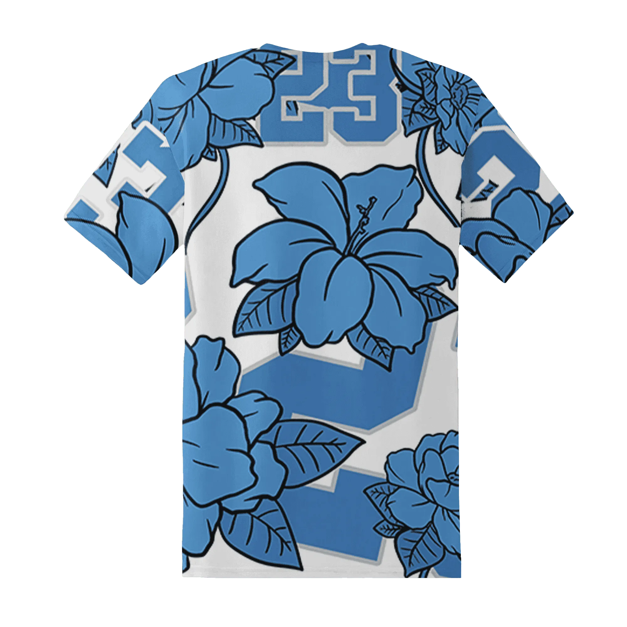 Carolina-Blue-Univercitii-17s-T-Shirt-Match-23-Floral-3D-Flower